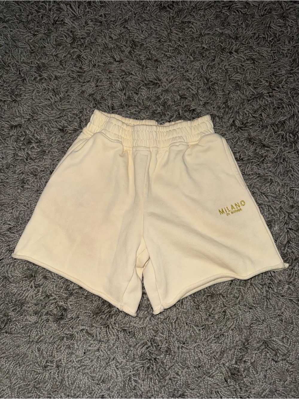 Milano Cream Soft Knit Lounge Shorts with Gold Logo